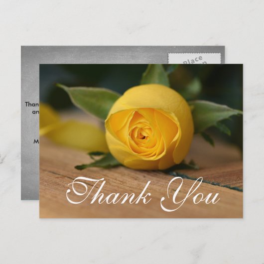 Script Yellow Rose Dankeschön Karte (Vorne/Hinten)