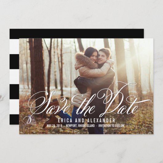 Scripte Beauty Save the Date Card (Vorne/Hinten)