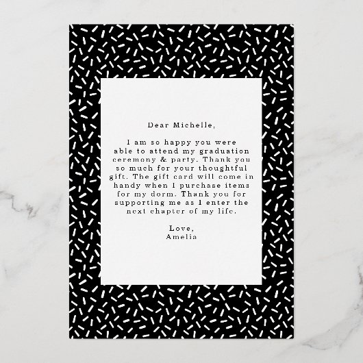 Scripte Rose Gold Foil Foto Abschluss Vielen Dank Folieneinladung (Rückseite)