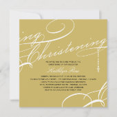 Scripted Christening Modernes Cross Gold Religious Einladung (Vorderseite)