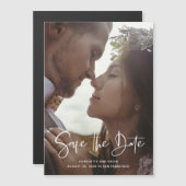 Scripted Elegance | Minimalistisches Foto Save the Magneteinladung (Vorne/Hinten)