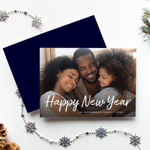 Scripted New Year Navy Blue   FOTO Feiertagskarte
