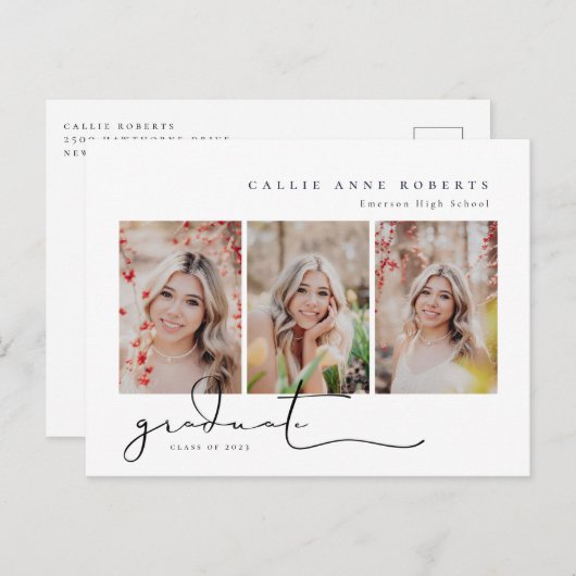 Scripted Snapshots Foto Abschluss Ankündigung Postkarte (Vorne/Hinten)