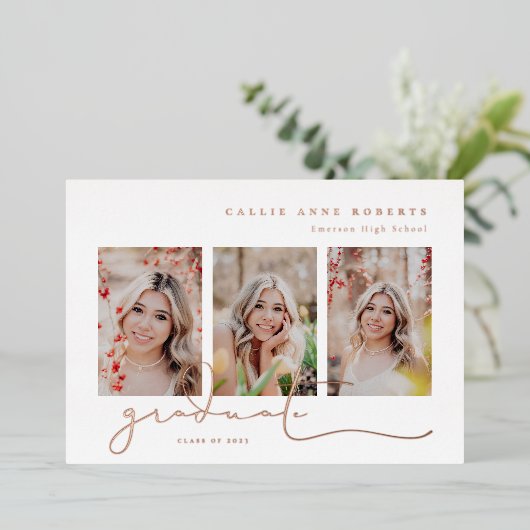 Scripted Snapshots Foto Abschluss Folieneinladung (Stehend vorne)