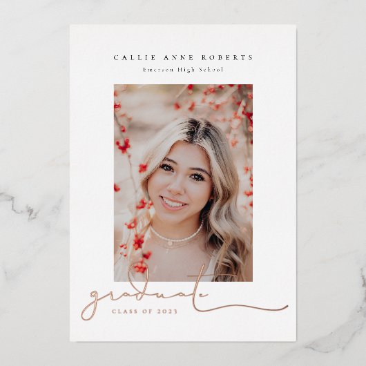 Scripted Snapshots Foto Abschluss Folieneinladung (Vorderseite)