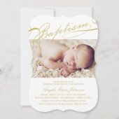 Scripted Taufe-Rosenbeet-Kreuz-Mädchen-Foto Einladung (Vorderseite)