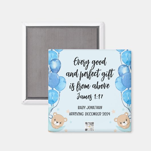 Scripting Baby Boy Ankündigung Magnet 2 (Vorderseite/Rückseite)