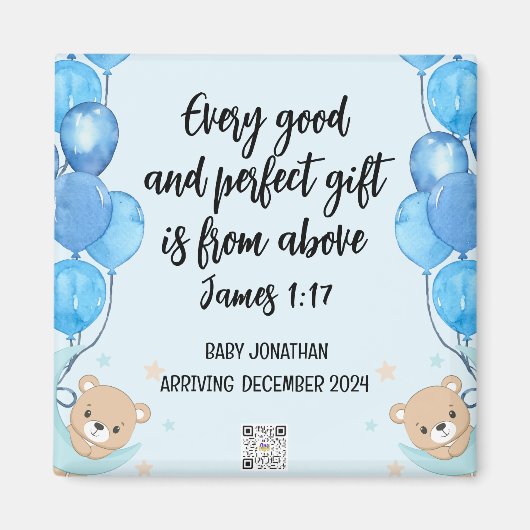 Scripting Baby Boy Ankündigung Magnet 2 (Vorne)