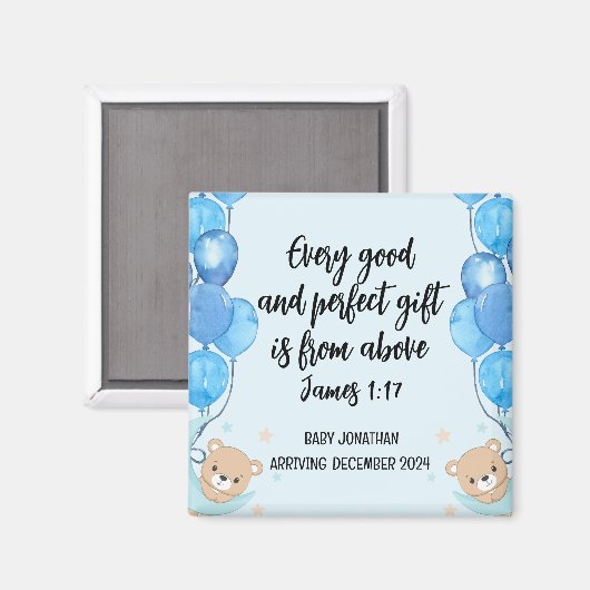 Scripting Baby Boy Ankündigung Magnet 2 (Vorderseite/Rückseite)