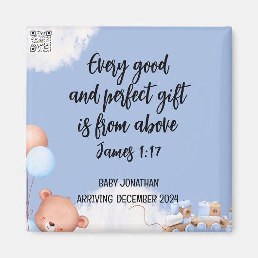 Scripting Baby Boy Announcement Magnet 1 (Vorne)