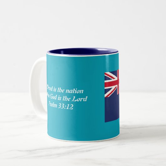 Scripting Customized MONTSERRAT FLAG MAP Blue Zweifarbige Tasse (Vorderseite Links)