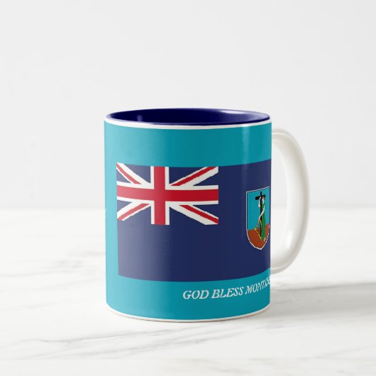 Scripting Customized MONTSERRAT FLAG MAP Blue Zweifarbige Tasse (VorderseiteRechts)