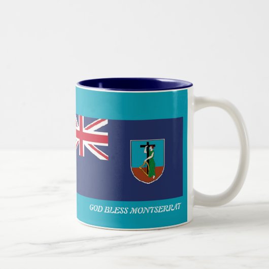 Scripting Customized MONTSERRAT FLAG MAP Blue Zweifarbige Tasse (Rechts)