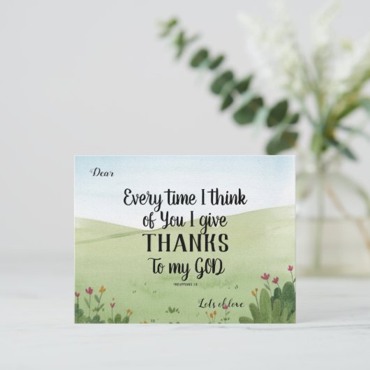 Scripting Grußkarte Ich danke Postkarte (Stehend Vorderseite)