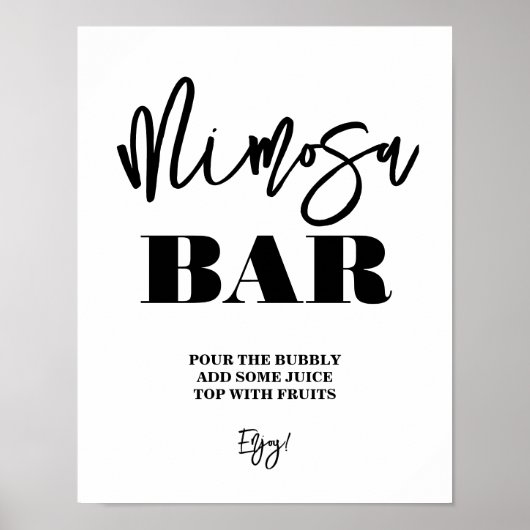 Scripting Mimosa Bar Brautparty Sign Poster (Vorne)