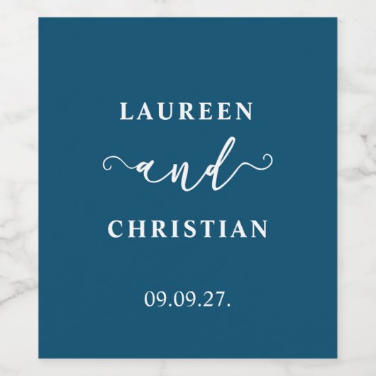 Scripture Blue Wedding Weinetikett (Einzelnes Label)