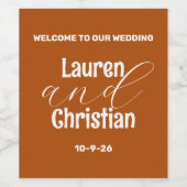 Scripture Burnt Orange Wedding Wine Label Weinetikett (Einzelnes Label)