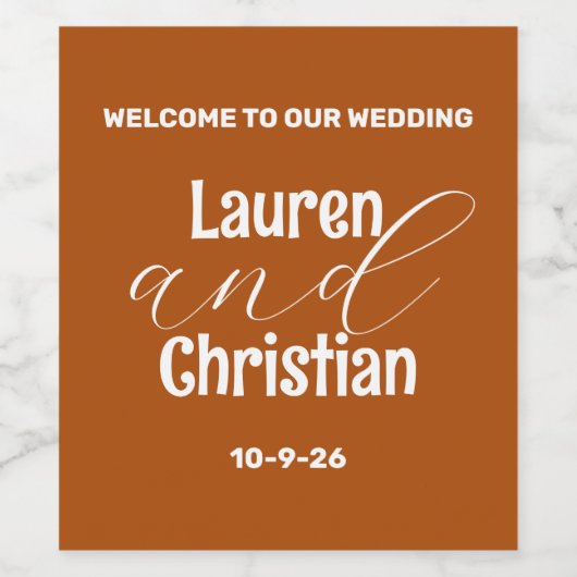 Scripture Burnt Orange Wedding Wine Label Weinetikett (Einzelnes Label)