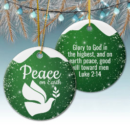Scripture Christian Faith Festive Green 🕊⛪️ 🎄 Keramik Ornament