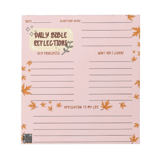 Scripture Daily Reflection Notepad Pink Notizblock (Vorderseite)