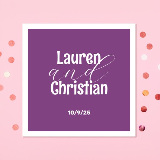 Scripture Dark Lila Wedding Serviette