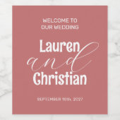 Scripture Dusty Red Wedding Wine Label Weinetikett (Einzelnes Label)