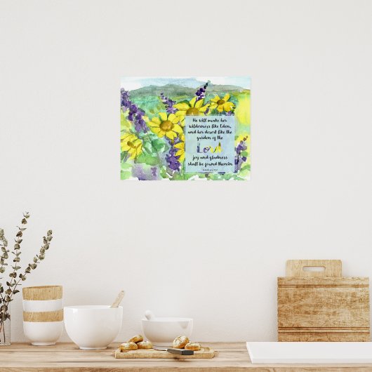 Scripture Isaiah 51:3 Desert Lupines Wildflowers Poster (Küche)