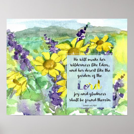 Scripture Isaiah 51:3 Desert Lupines Wildflowers Poster (Vorne)