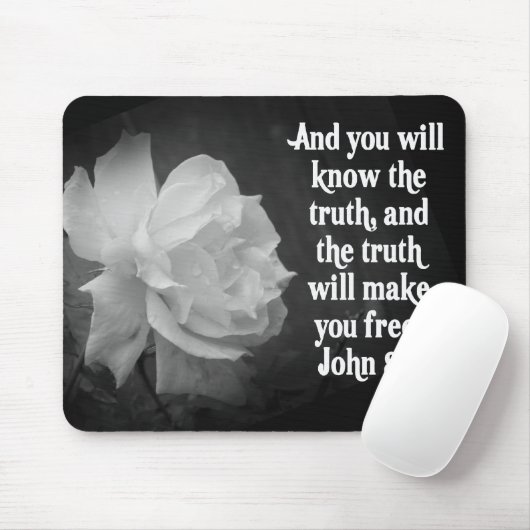 SCRIPTURE John-8:32 schwarze/weiße Blumen Mousepad (Mit Mouse)