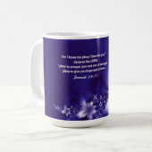 Scripture-Kaffee-Tasse mit lila Blumen Kaffeetasse (Vorderseite Links)