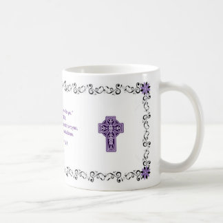 Scripture-Kaffee-Tasse - schwarz und lila Kaffeetasse