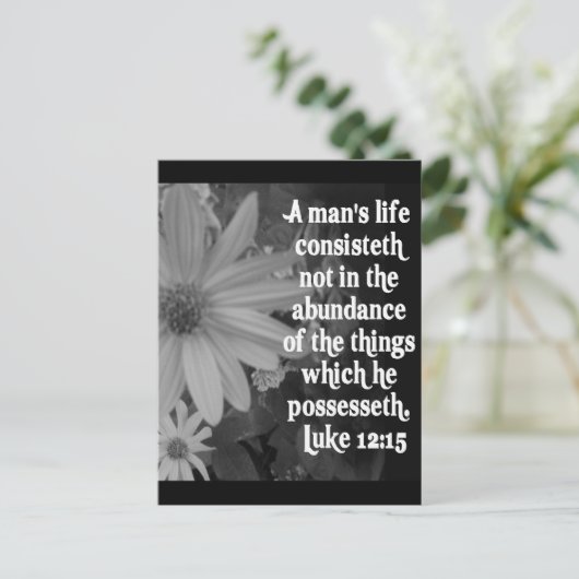 SCRIPTURE LUKE 12:15 POSTKARTE (Stehend Vorderseite)