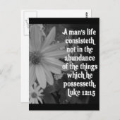 SCRIPTURE LUKE 12:15 POSTKARTE (Vorne/Hinten)