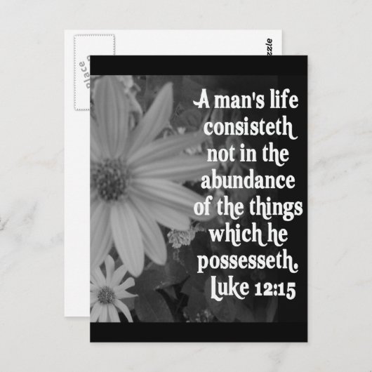 SCRIPTURE LUKE 12:15 POSTKARTE (Vorne/Hinten)