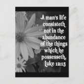 SCRIPTURE LUKE 12:15 POSTKARTE (Vorderseite)