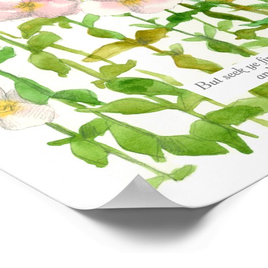 Scripture Matthew 6:33 Bibel Verse Primrose Blume Poster (Ecke)