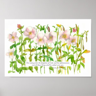 Scripture Matthew 6:33 Bibel Verse Primrose Blume Poster