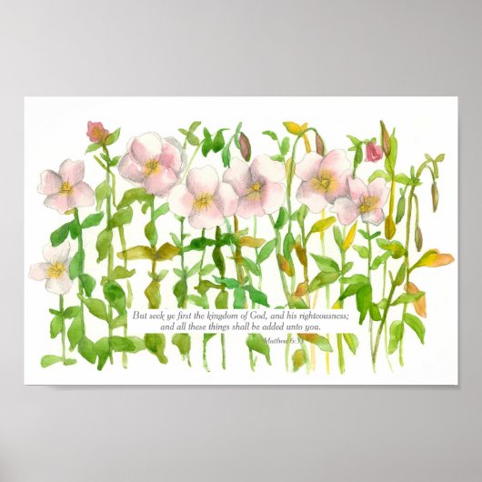 Scripture Matthew 6:33 Bibel Verse Primrose Blume Poster (Vorne)