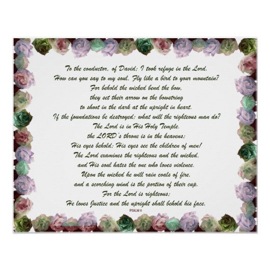 Scripture, Psalm 11, Colorful Roses Poster (Vorderseite)