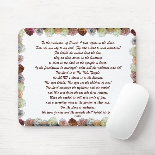 Scripture, Psalm 11, Flowerful Mousepad (Mit Mouse)