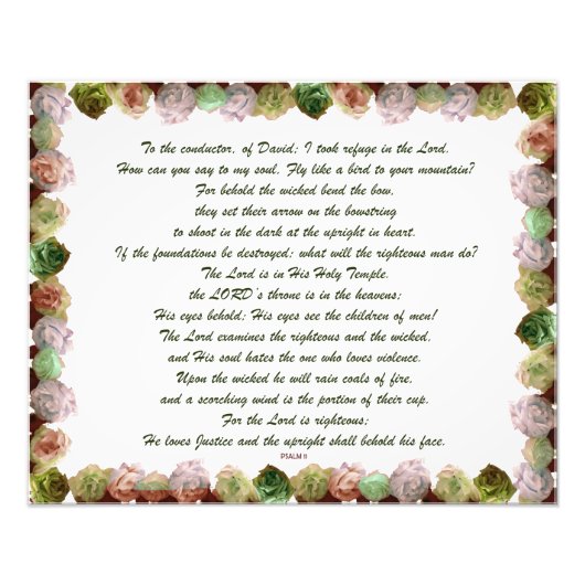 Scripture, Psalm 11, Green Gray Roses Fotodruck (Vorne)