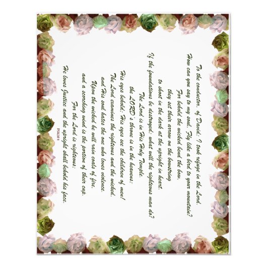 Scripture, Psalm 11, Green Gray Roses Fotodruck (Vorne)