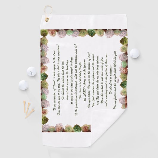 Scripture, Psalm 11, Green Gray Roses Golfhandtuch (Insitu)