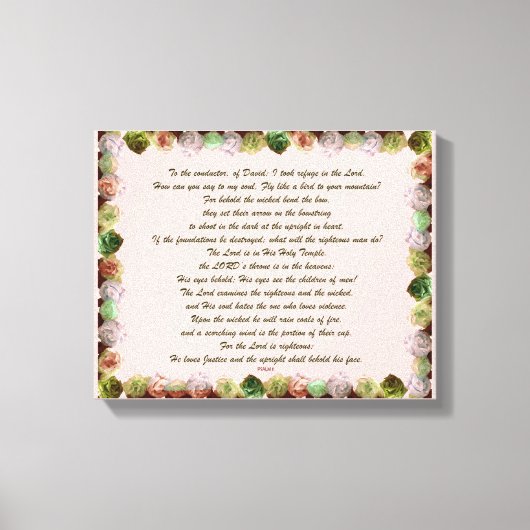 Scripture, Psalm 11, Green Gray Roses Leinwanddruck (Vorderseite)
