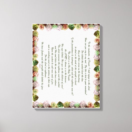 Scripture, Psalm 11, Green Gray Roses Leinwanddruck (Vorderseite)