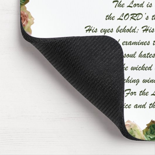 Scripture, Psalm 11, Green Gray Roses Mousepad (Ecke)