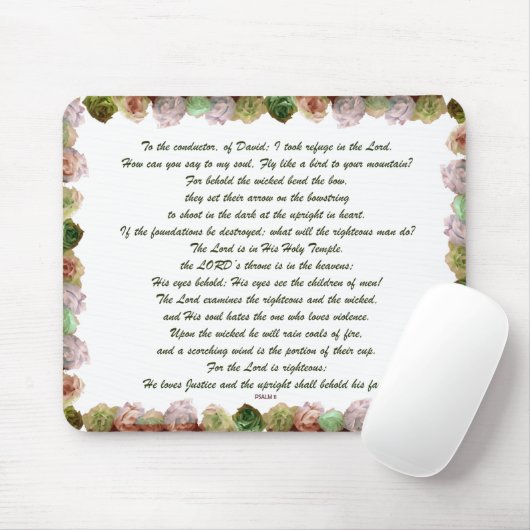 Scripture, Psalm 11, Green Gray Roses Mousepad (Mit Mouse)