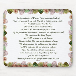 Scripture, Psalm 11, Green Gray Roses Mousepad