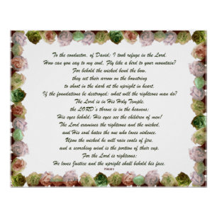 Scripture, Psalm 11, Green Gray Roses Poster