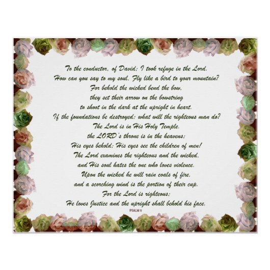 Scripture, Psalm 11, Green Gray Roses Poster (Vorderseite)